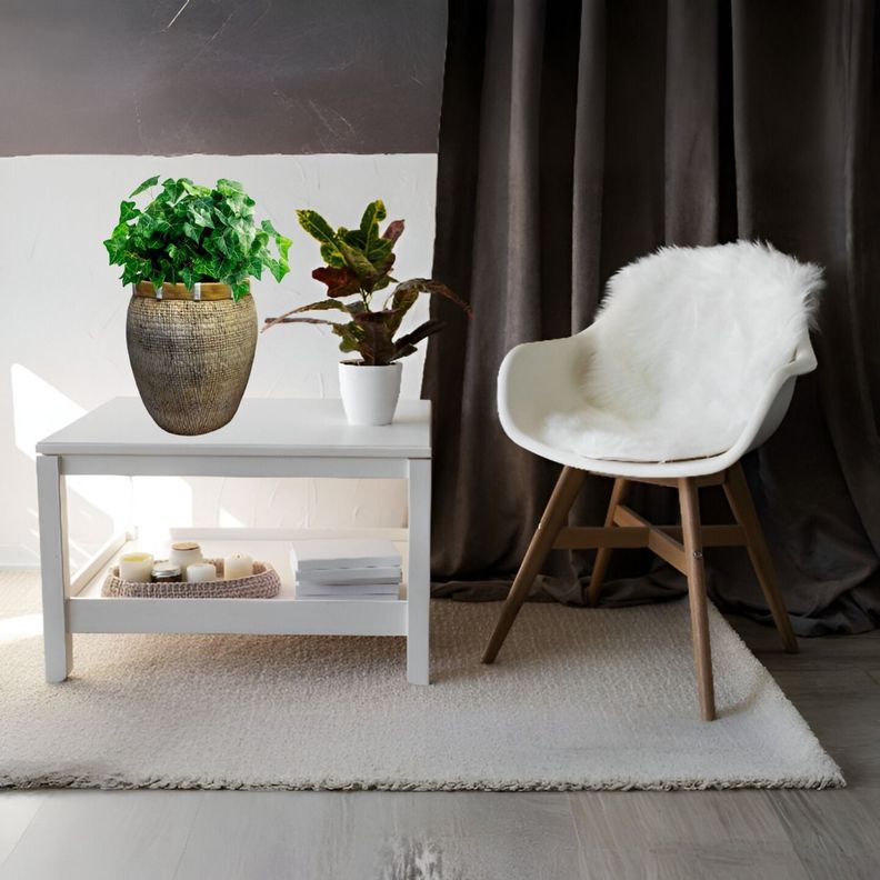 Maceta Decorativa Plantas Arcilla Imitación De Ratán Jhn-3