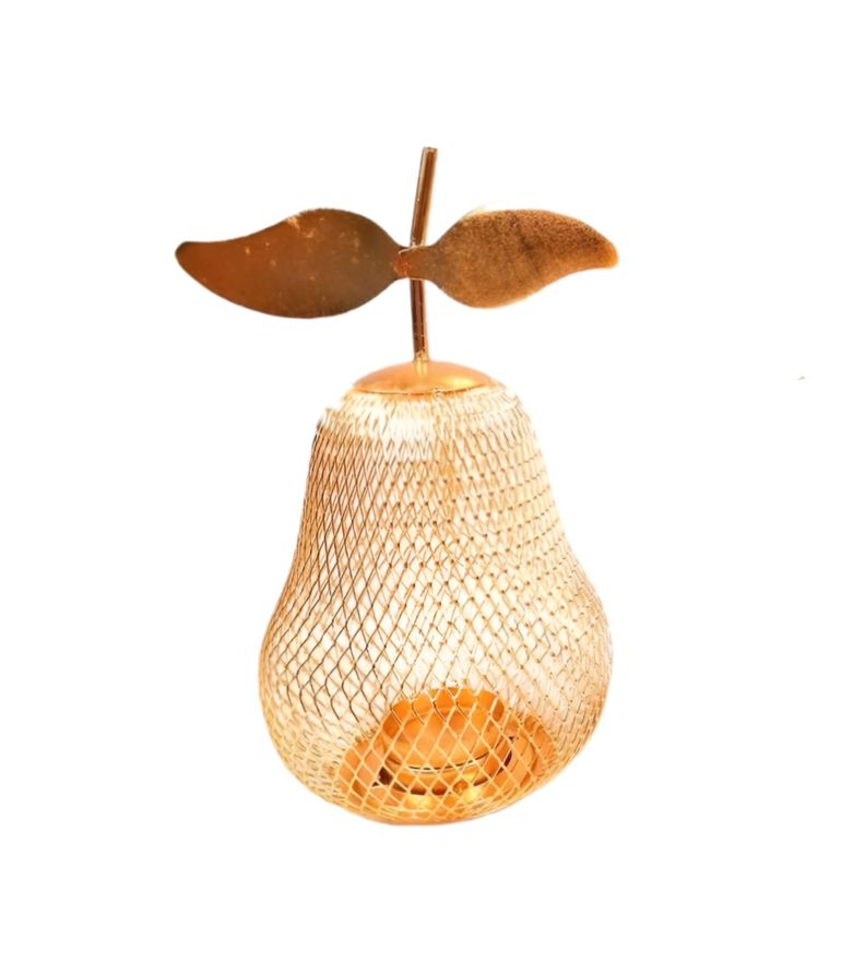 Set 2 Candelabro Decorativo Portavelas Pera Dorada 21cm Jhn-0