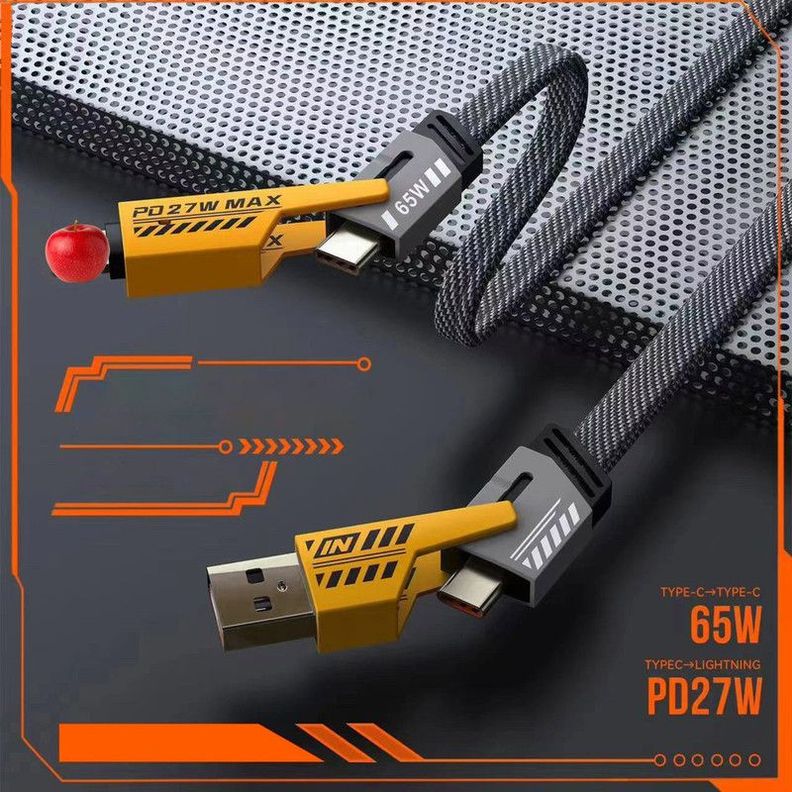 Cable USB 4 en 1 Carga Rapida Tipo C Lightning Datos Lau-7