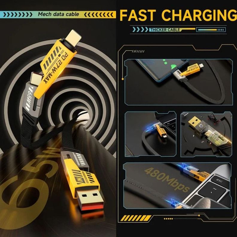 Cable USB 4 en 1 Carga Rapida Tipo C Lightning Datos Lau-8