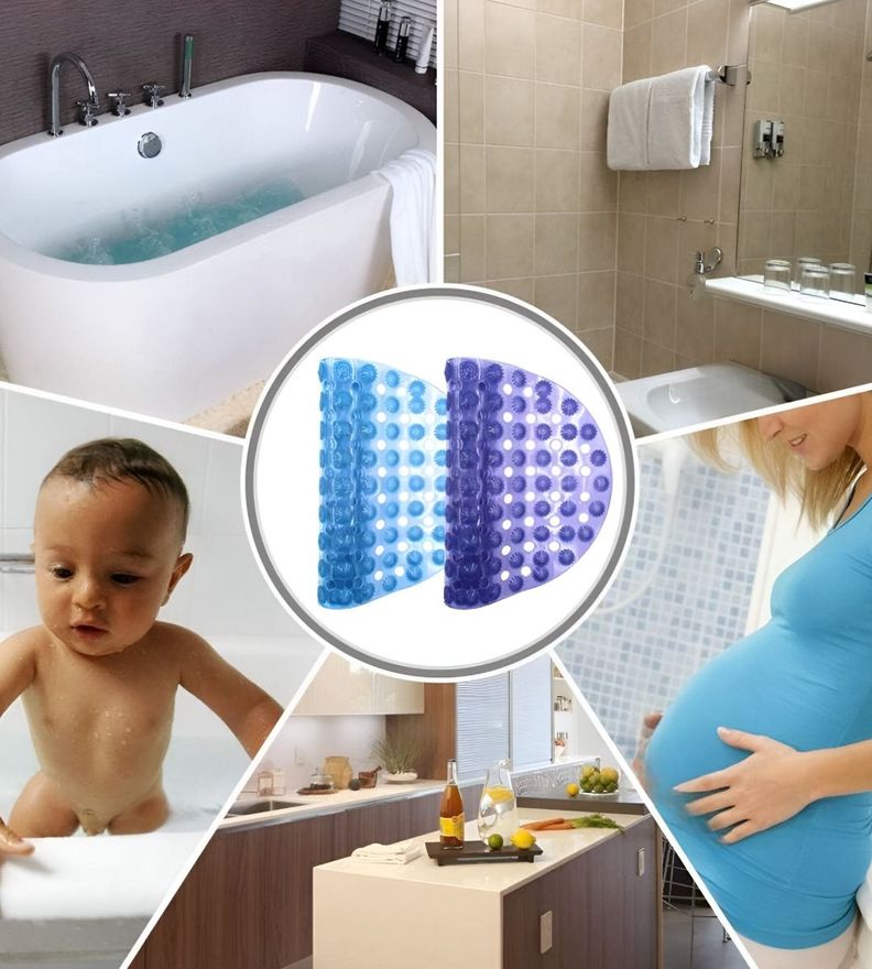 Set 3 Alfombra Baño Ducha Antideslizante Drenaje Ovalada Jhn-2