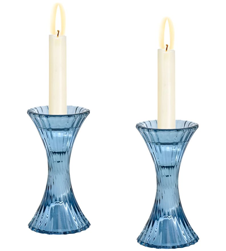 Set 2 Candelabros Portavelas Cristal Vidrio Decoración Jhn-1