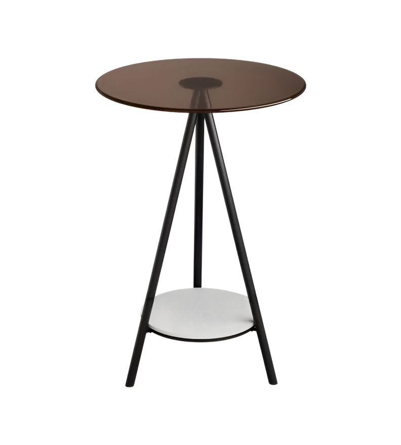 Mesa Redonda 2 Niveles Vidrio Templado Decorativa Jhn-0