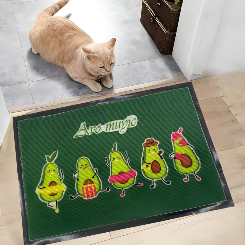 Set de 3 Alfombra Decorativa Entrada Goma Diseño Palta Jhn-4
