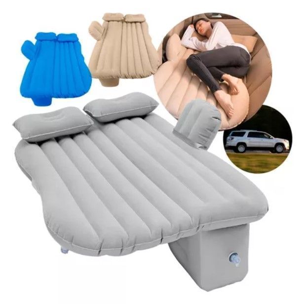 Colchon Inflable Para Autos 2 Almohadas Compresor Comodo Color Gris-1