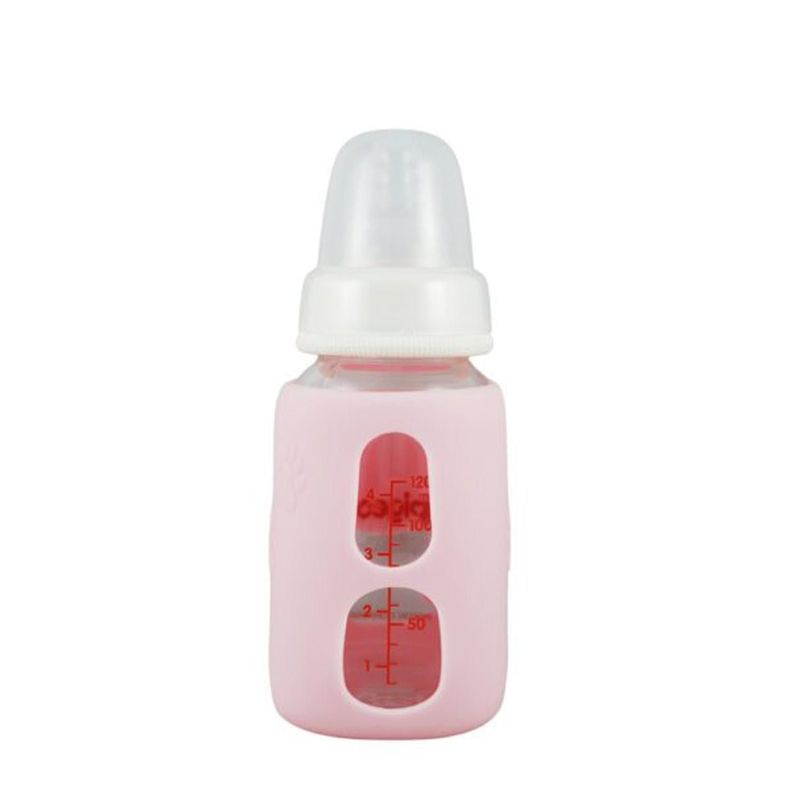 Protector De Silicona - Mamadera De Vidrio Boca Estándar 120 ml Pigeon Rosa-1