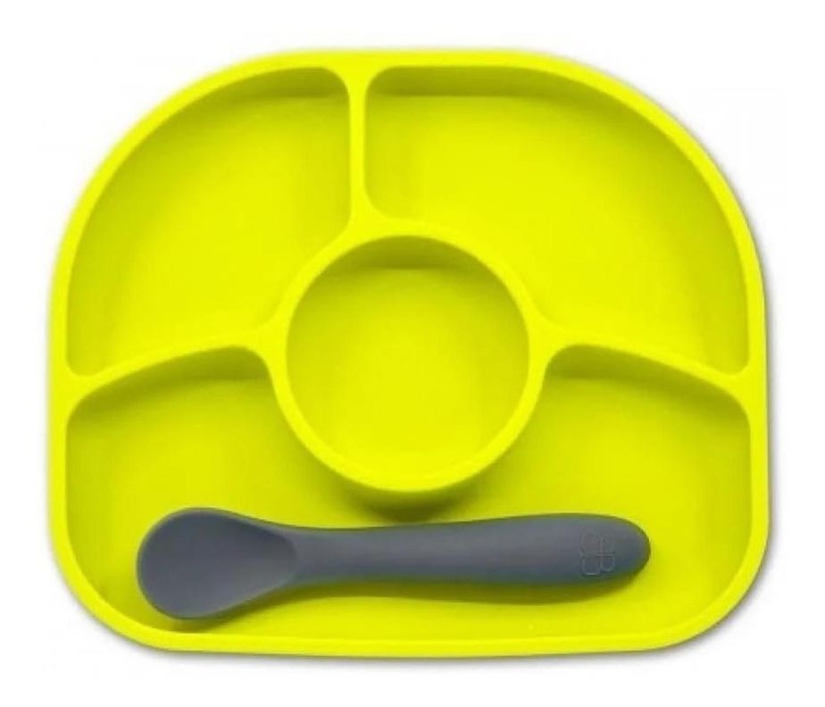 Set De Plato Y Cuchara De Silicona Bebé Yümi De Bblüv Verde Lima-0