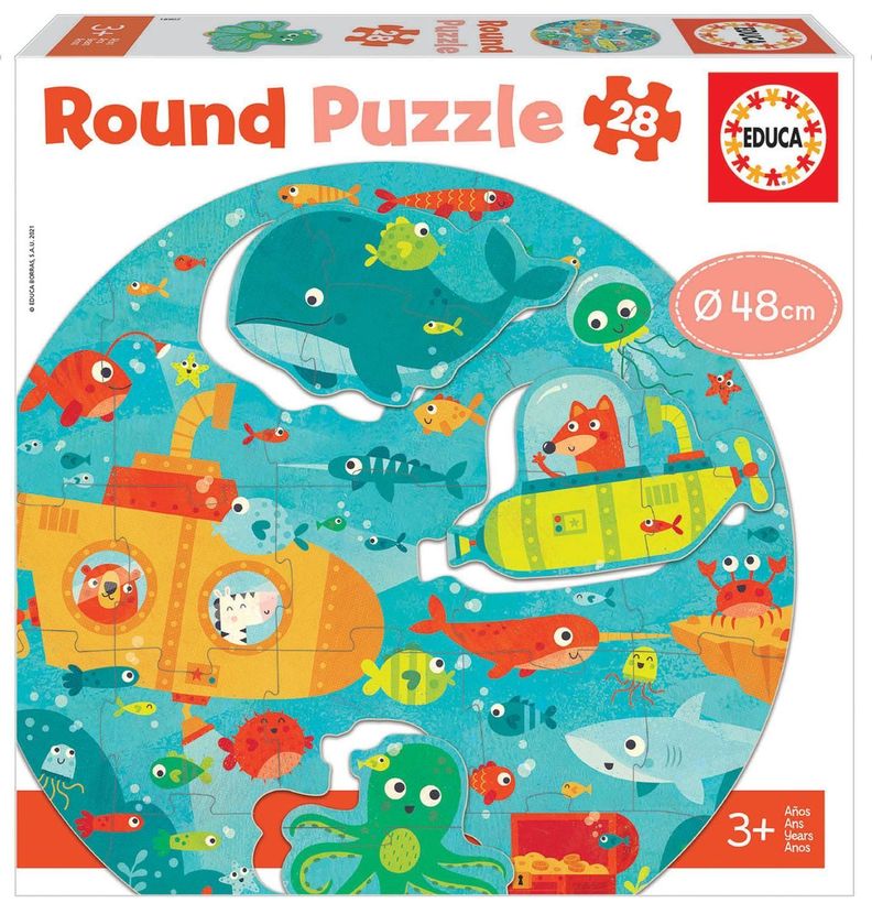 Puzzle Redondo Infantil Bajo El Mar 28 Pcs.-0
