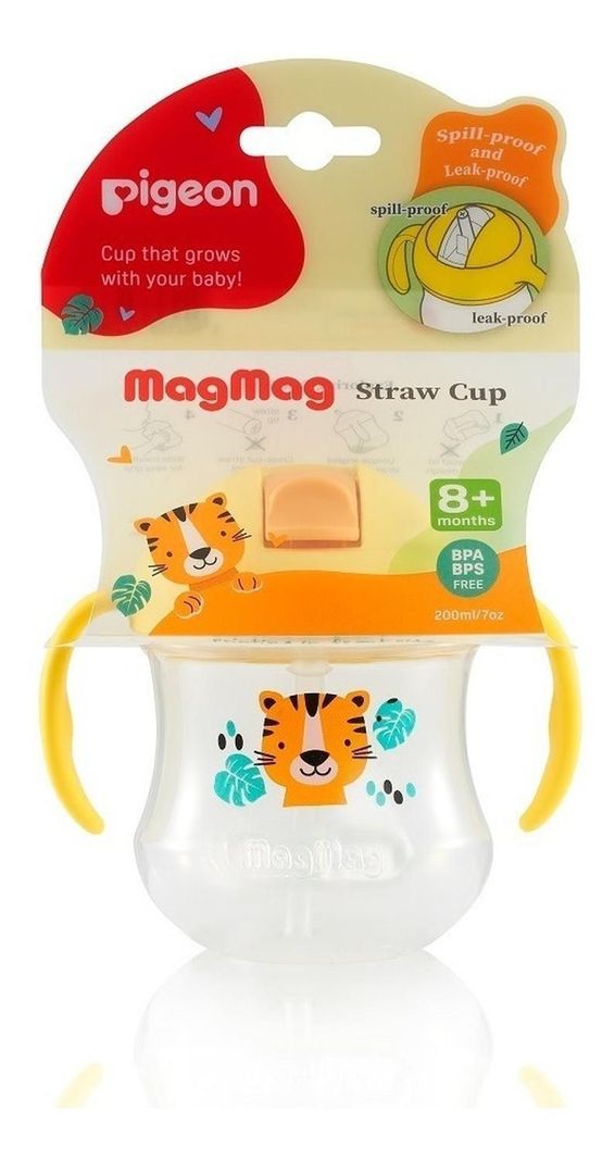 Vaso Con Bombilla Magmag 8 Meses + Pigeon amarillo-0