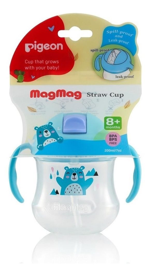 Vaso Con Bombilla Magmag 8 Meses + Pigeon azul-0