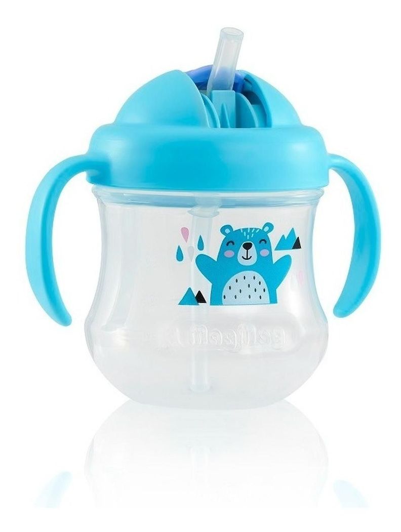Vaso Con Bombilla Magmag 8 Meses + Pigeon azul-1