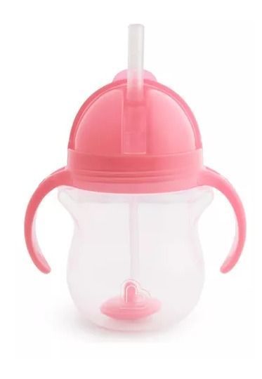 Vaso Antiderrame Any Angle Bombilla Con Peso Y Asas 207ml Munchkin rosa-0