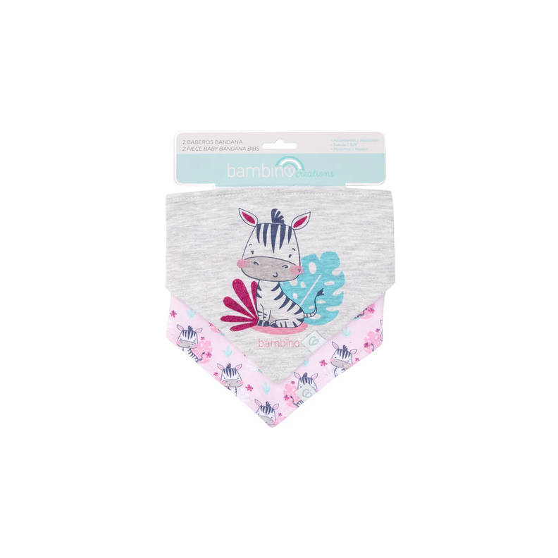 Bipack Babero Bandana Fucsia Animales-0