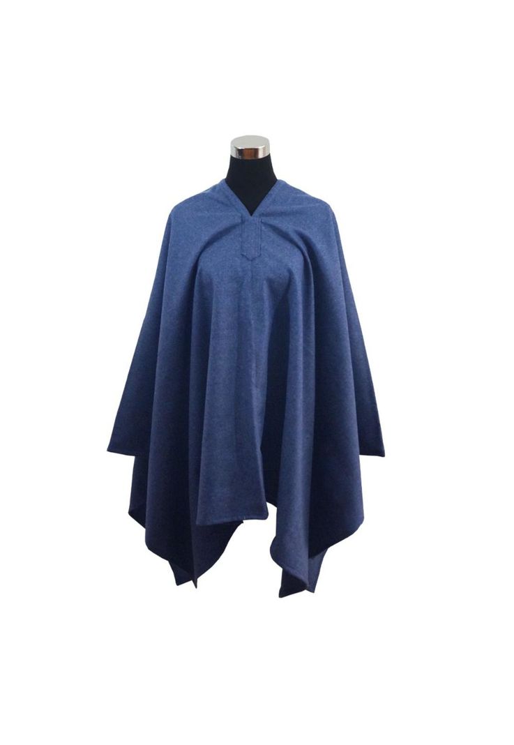 Poncho Melton 100% Lana - Largo - Gris Oscuro-0