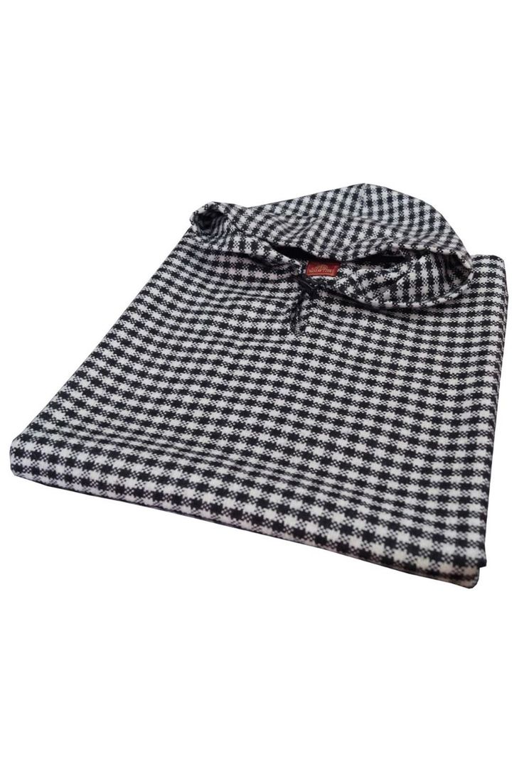 Poncho Capucha 100% Lana - Largo - Negro Blanco-3