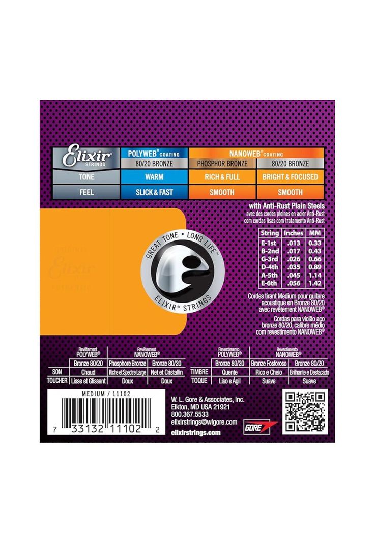 Cuerdas para guitarra acústica Elixir 11102-1
