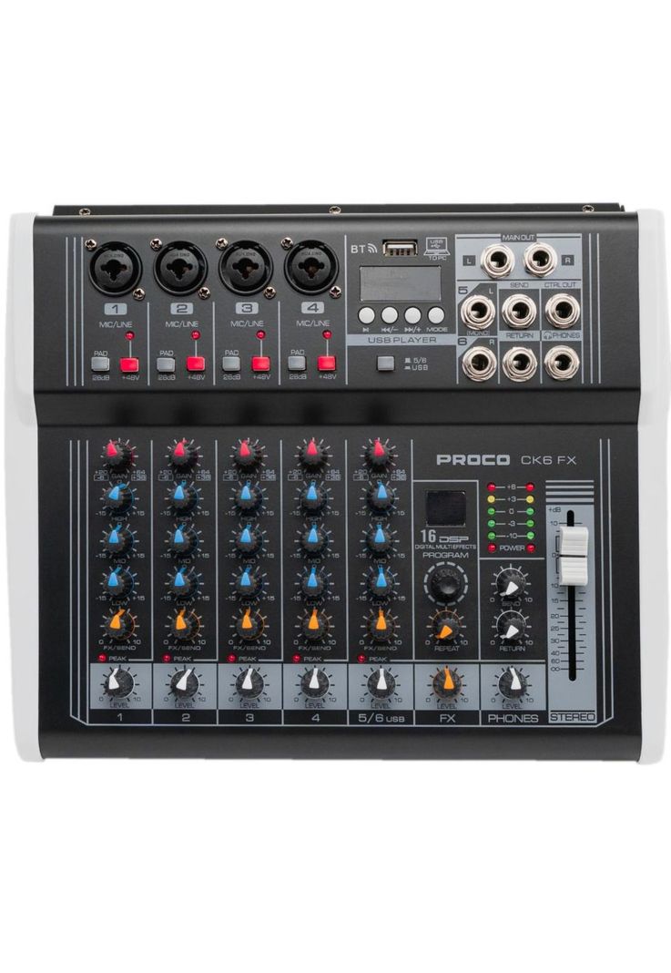 Mixer Amplificado 6 canales Proco CK6 FX-0