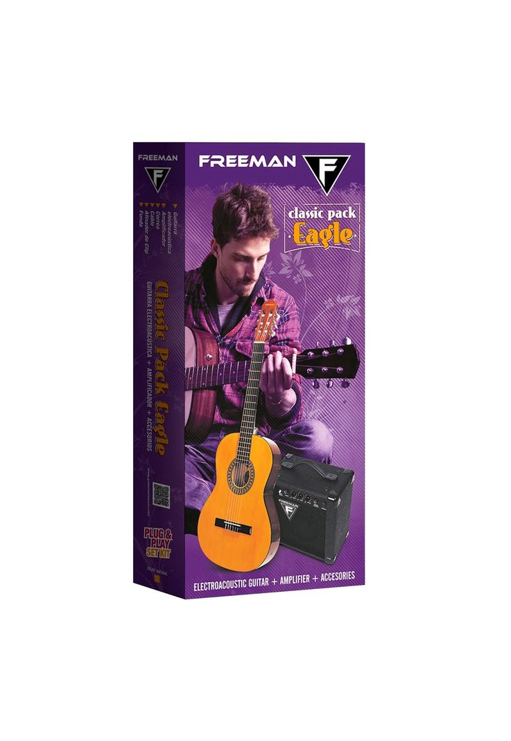 Pack Guitarra Electroacustica Freeman Classic Eagle NT-0