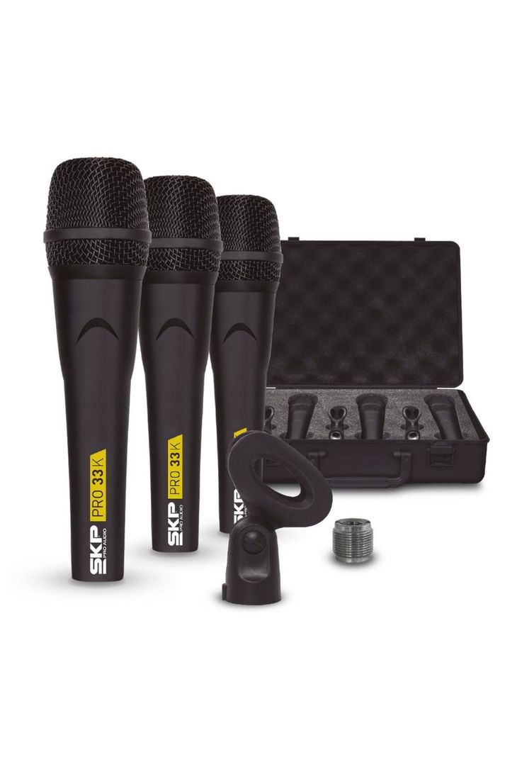 Set de 3 Microfonos Dinamicos SKP PRO-33K-2