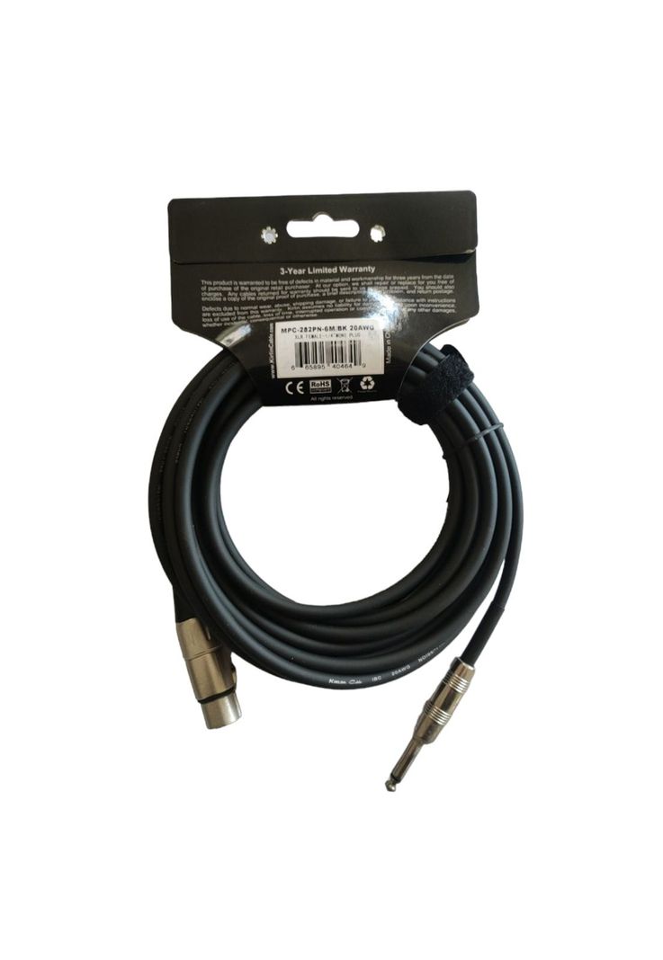 Cable XLR-Plug 6,3mm de 6 mt Kirlin MPC-282PN/BK 6M-1