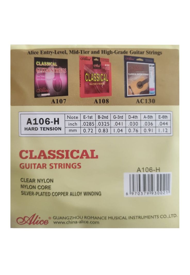 Set de Cuerdas para Guitarra Clasica Alice A106-H-1