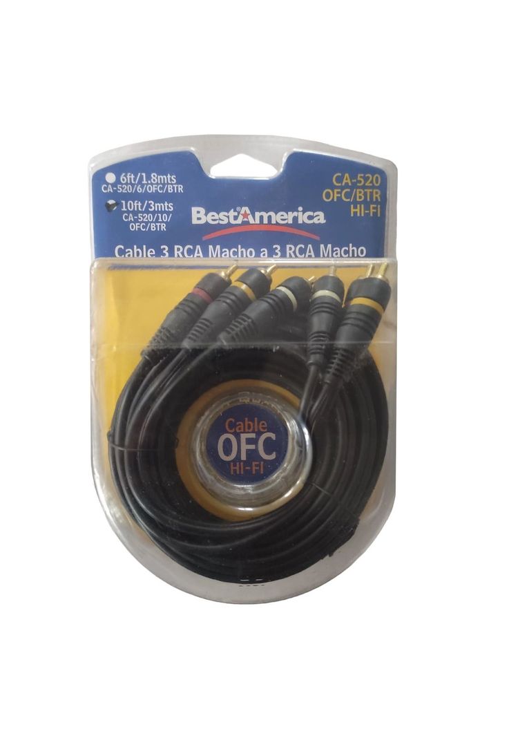 Cable 3 RCA de 3 mts Best America CA-520/10/OFC/BTR-1