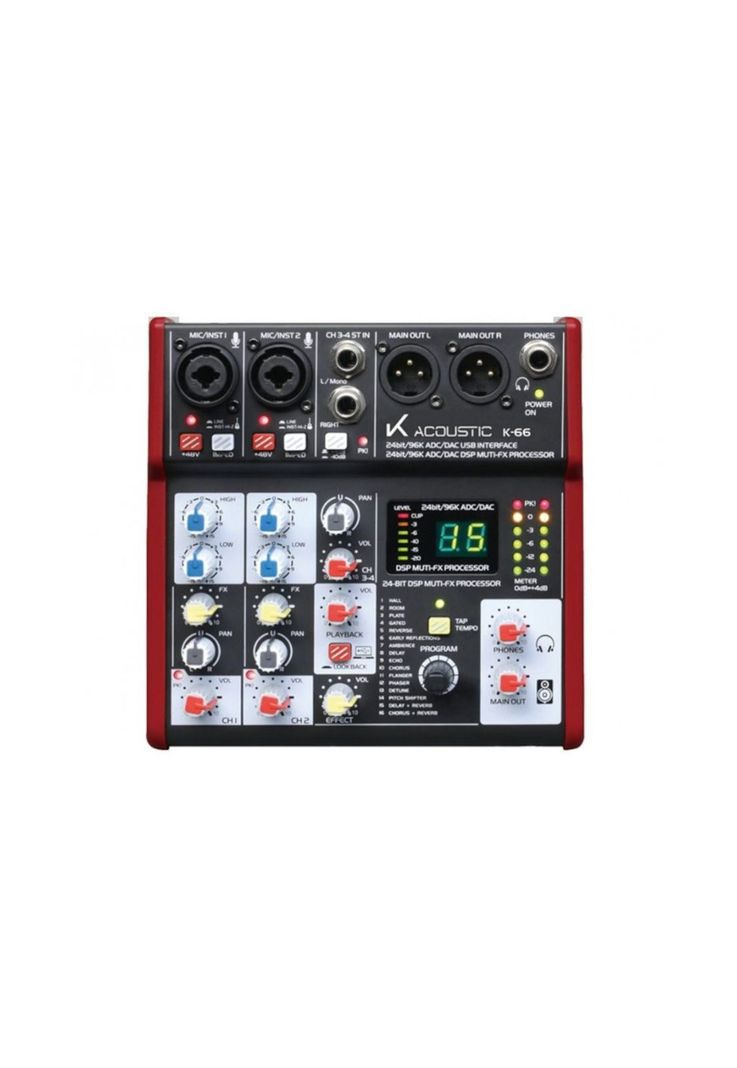 Mixer Analogo 4 canales USB K-Acoustic K-66-0