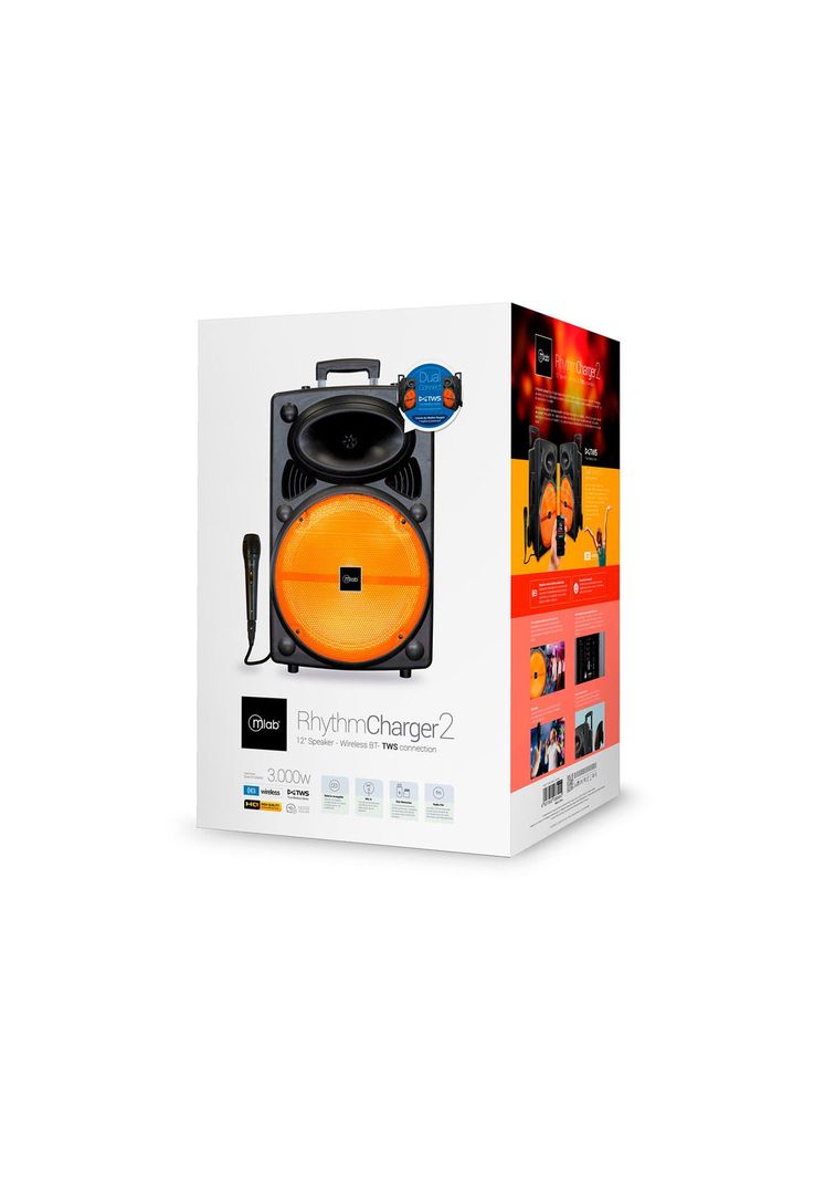 Parlante Portatil TWS Mlab Rhythm Charger 2 Naranjo-3