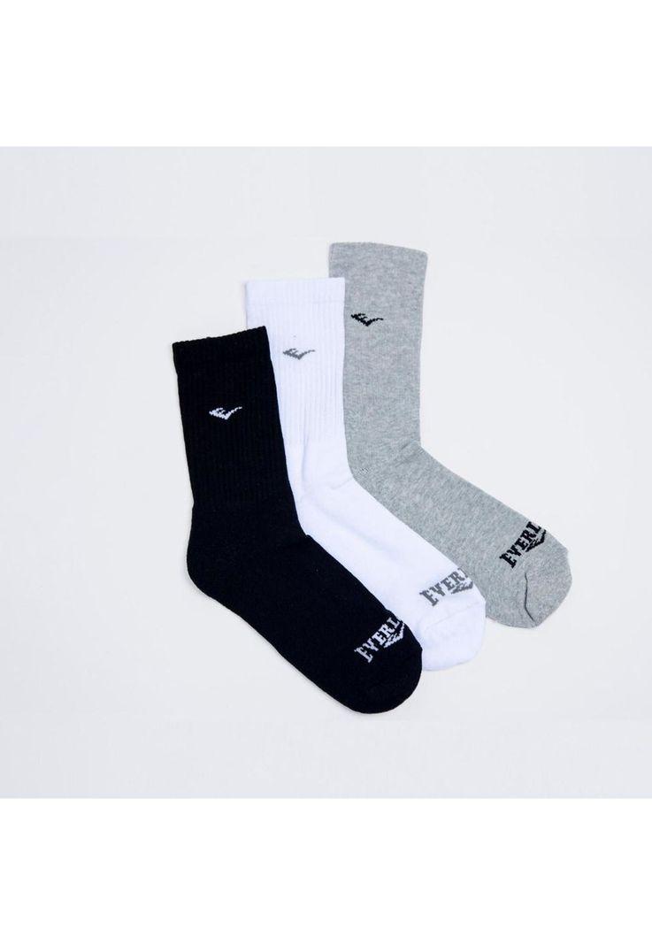 Tripack Calcetines Crew Negro-Blanco-Gris Everlast-4