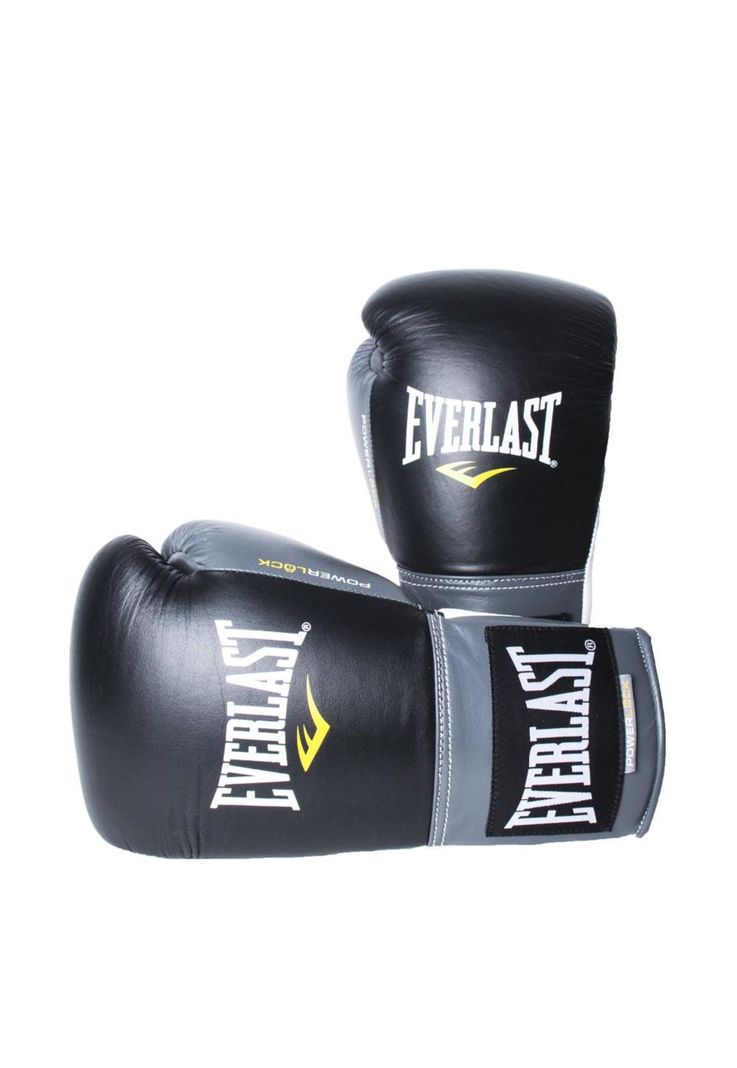 Guantes De Box Powerlock Laced Negro Gris Everlast-1