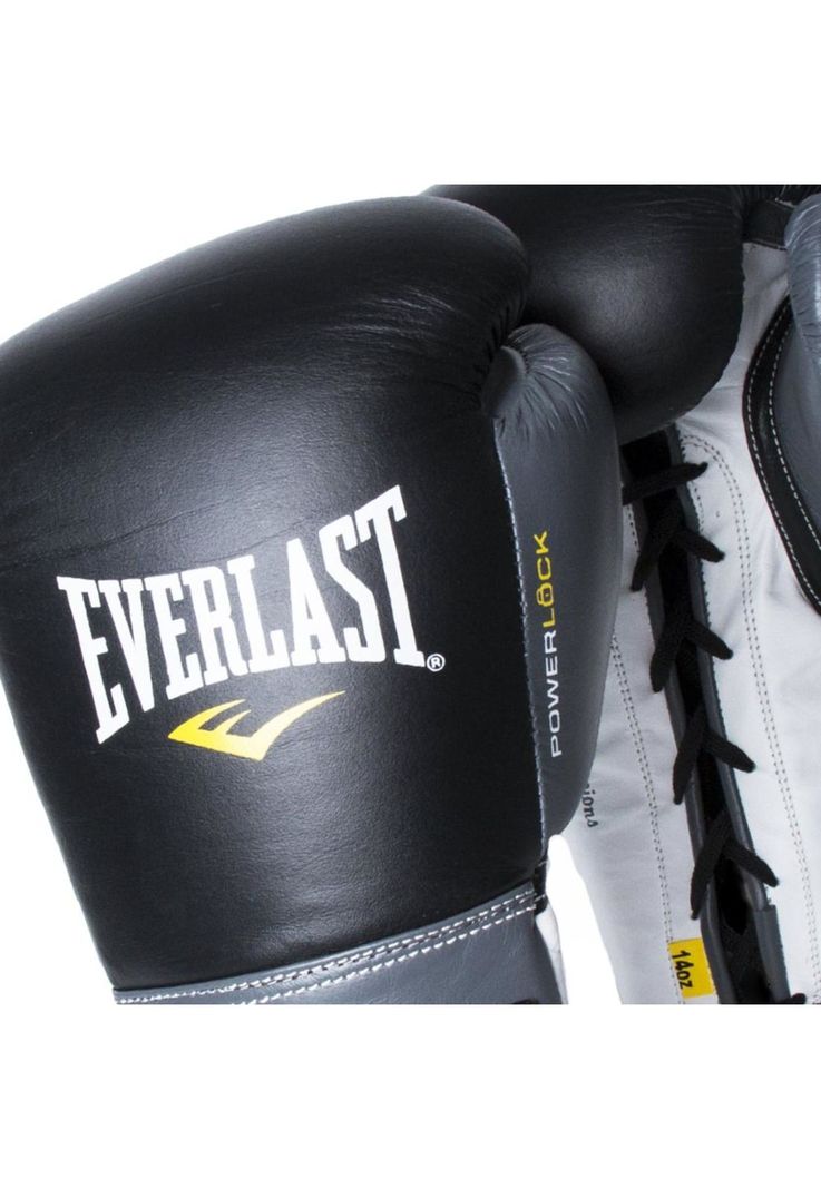 Guantes De Box Powerlock Laced Negro Gris Everlast-2