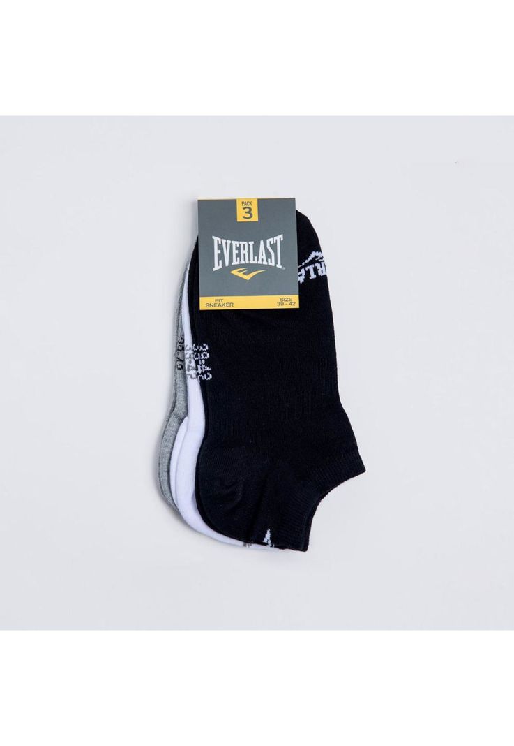 Tripack Calcetines Sneaker Negro-Blanco-Gris Everlast-0