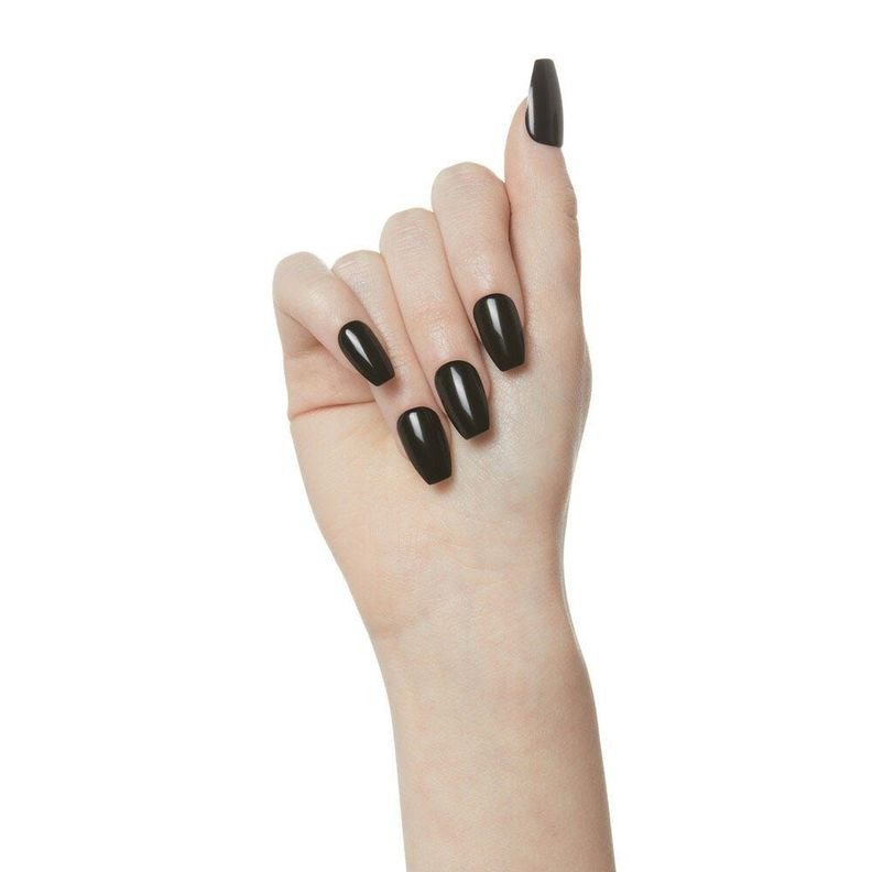Uñas Impress Color All Black Coffin Shape-3