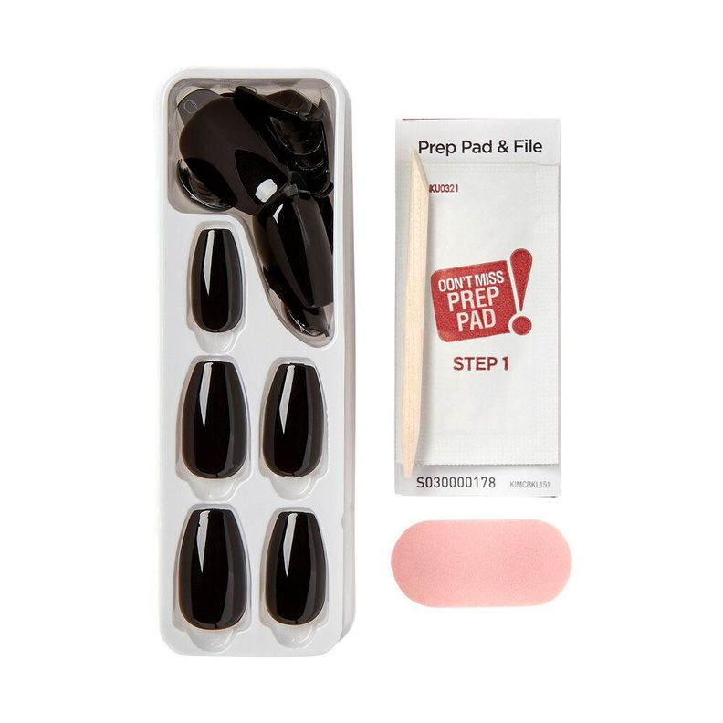 Uñas Impress Color All Black Coffin Shape-4
