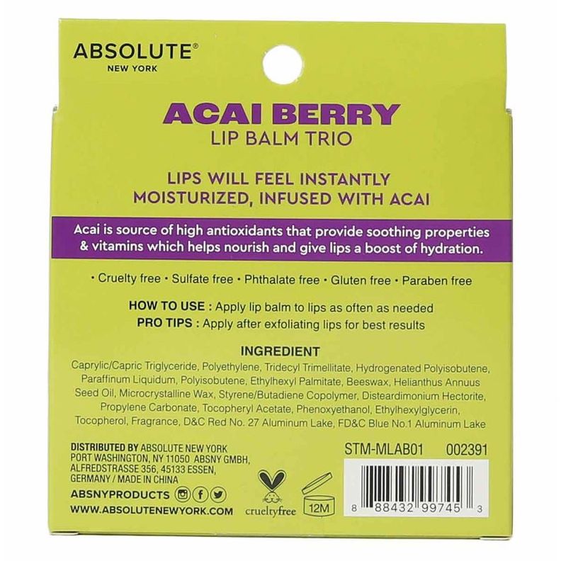 Set de Labiales Acai Berry Lip Balm trio-3