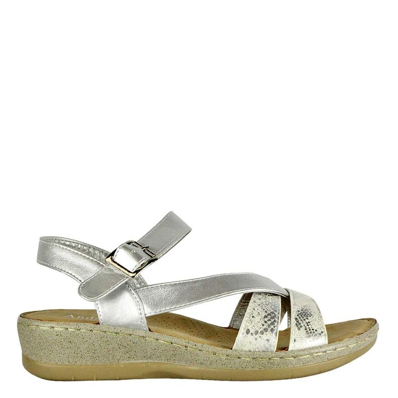 Sandalia Gracia Plateada Takones-0