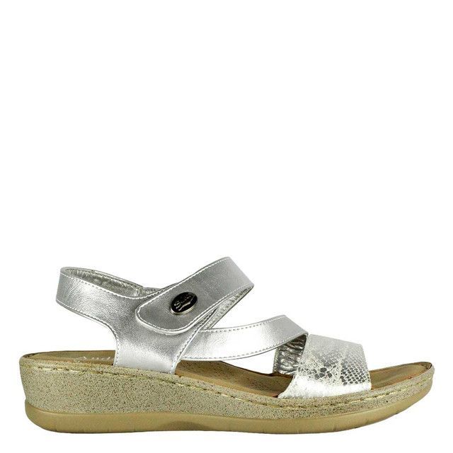 Sandalia Justina Plateada Takones-0