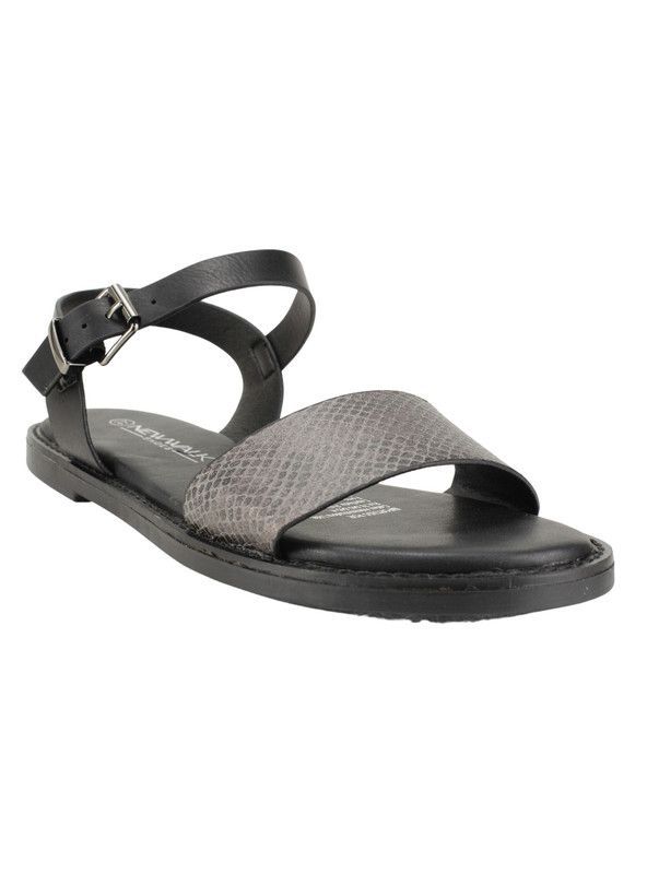 Sandalia New Walk Reptil Plana Negra-1