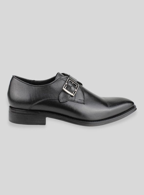 Zapato Versace 1969 Broche Cuero Negro-0