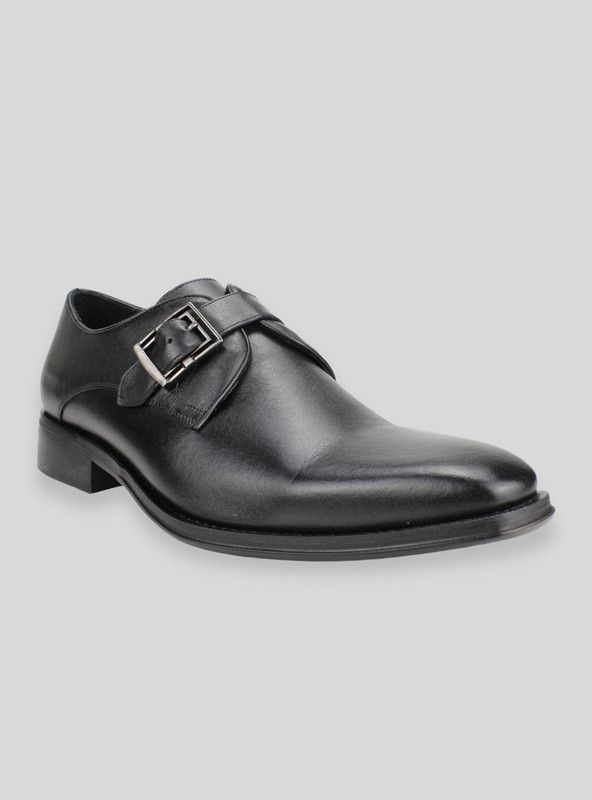 Zapato Versace 1969 Broche Cuero Negro-1