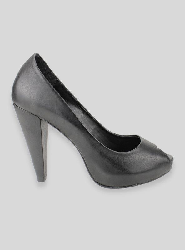Zapato Exs  Taco Aguja Cuero Negro-0