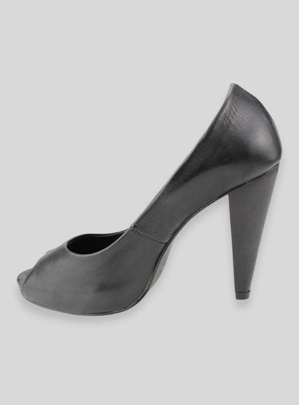 Zapato Exs  Taco Aguja Cuero Negro-2