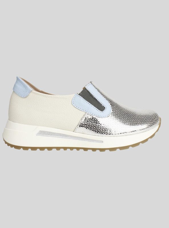 Zapatilla Exs Slip On Cuero Plateada-0