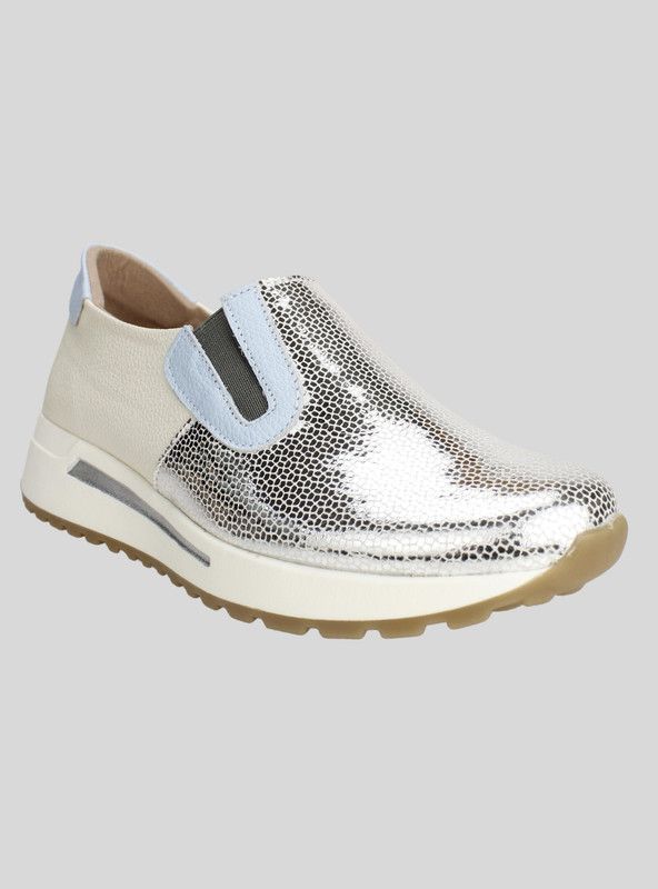 Zapatilla Exs Slip On Cuero Plateada-1