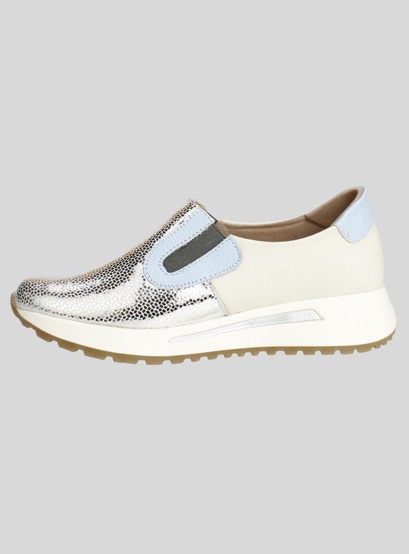 Zapatilla Exs Slip On Cuero Plateada-2