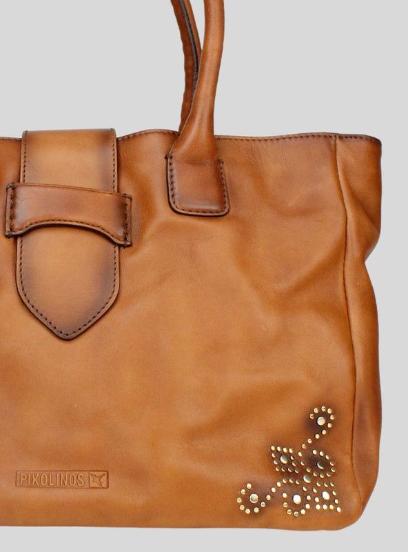 Cartera Pikolinos Cuero Tachas Camel-2