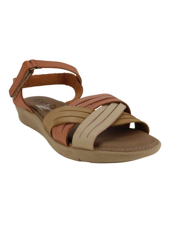 Sandalia Exs Tiras Velcro Cuero Rosa-1