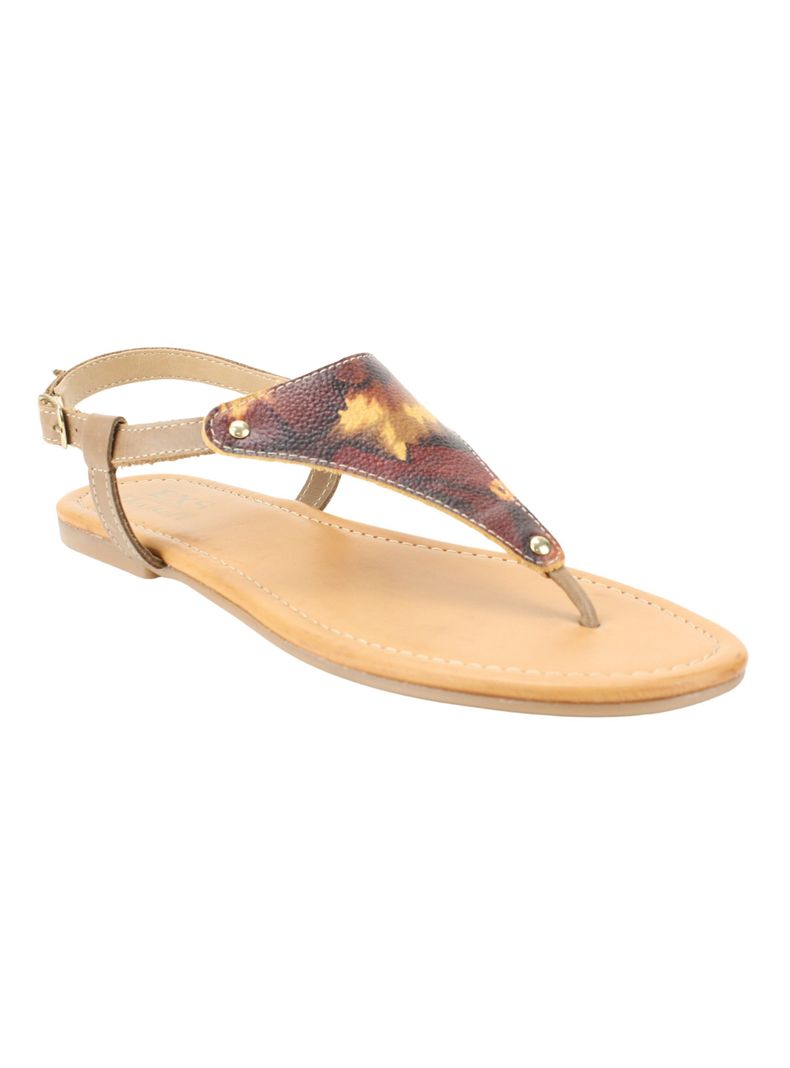 Sandalia Exs Plana Cuero Camel-1