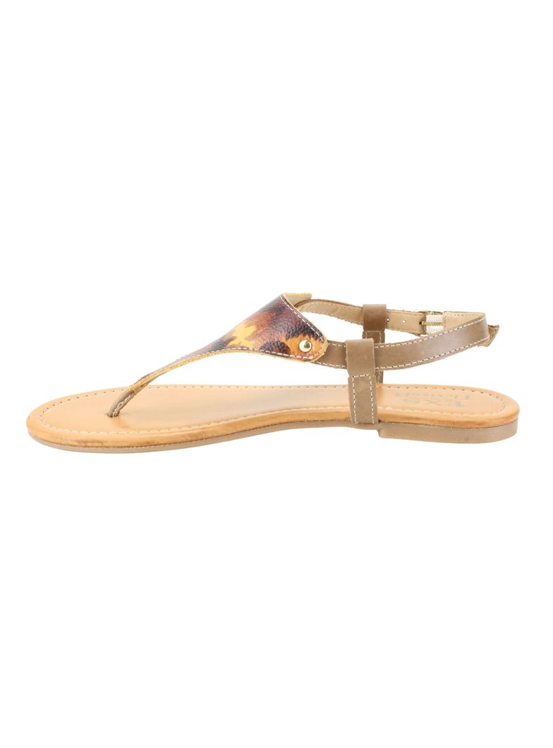 Sandalia Exs Plana Cuero Camel-2