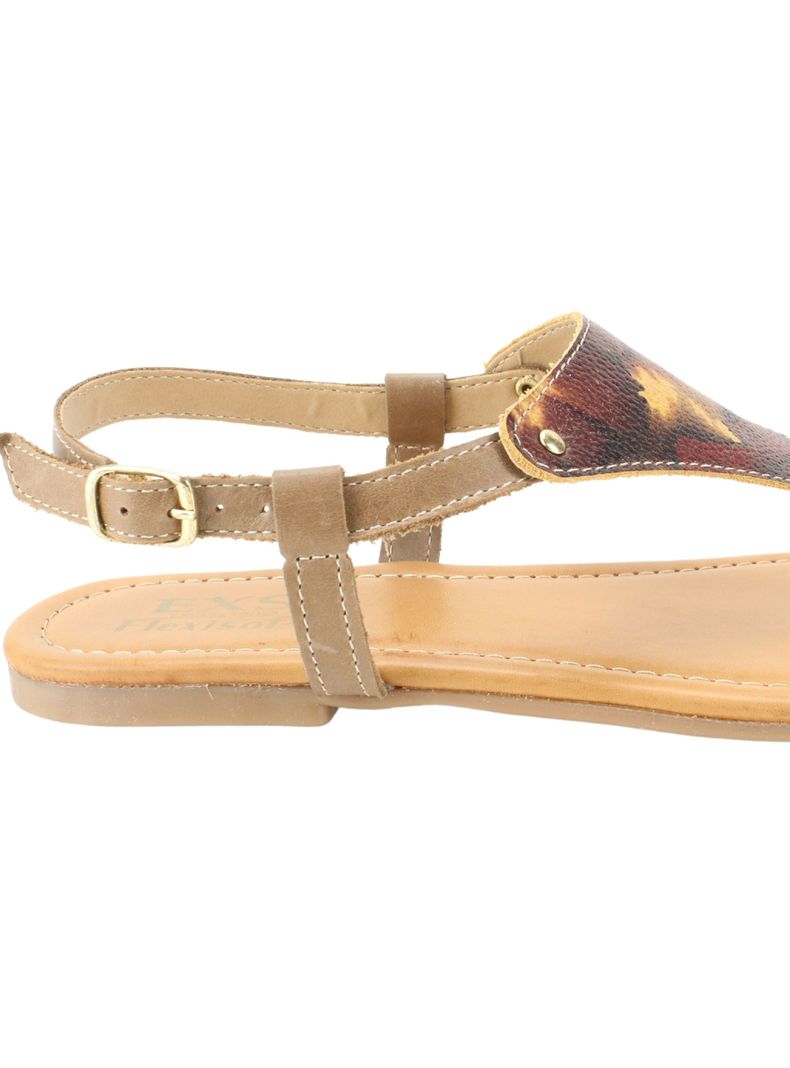 Sandalia Exs Plana Cuero Camel-3